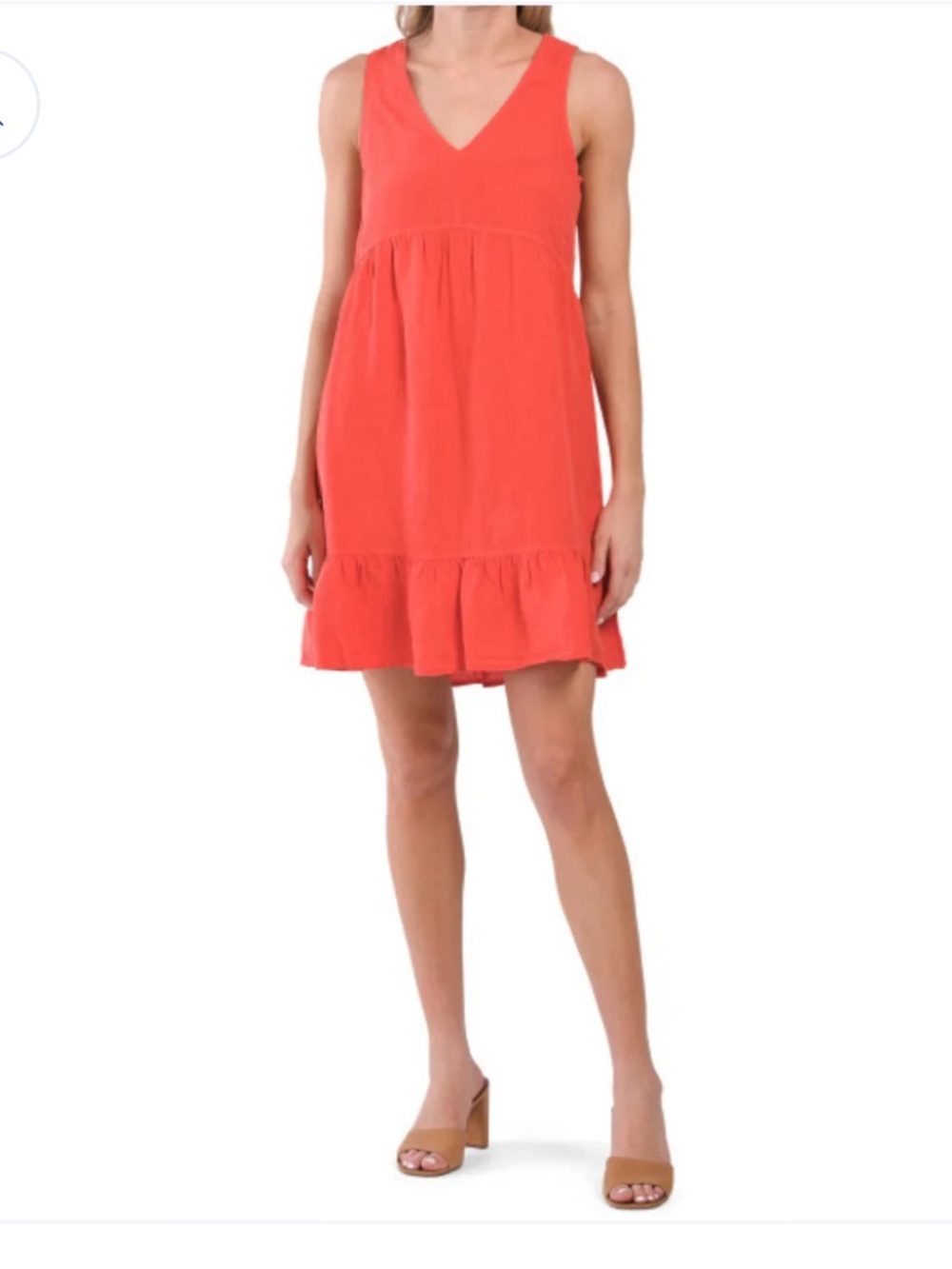 Cynthia Rowley Linen V neck Tiered Ruffle mini Sundress in Pink Red  size XL